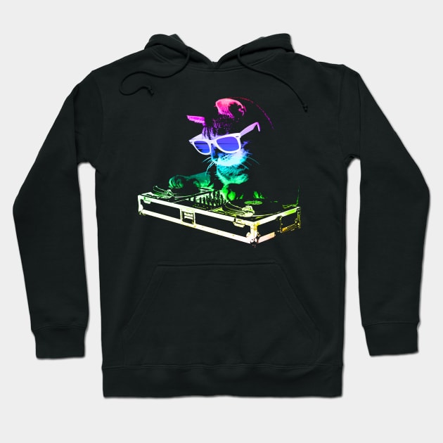 HOUSE CAT (Rainbow DJ Kitty) Hoodie by robotface